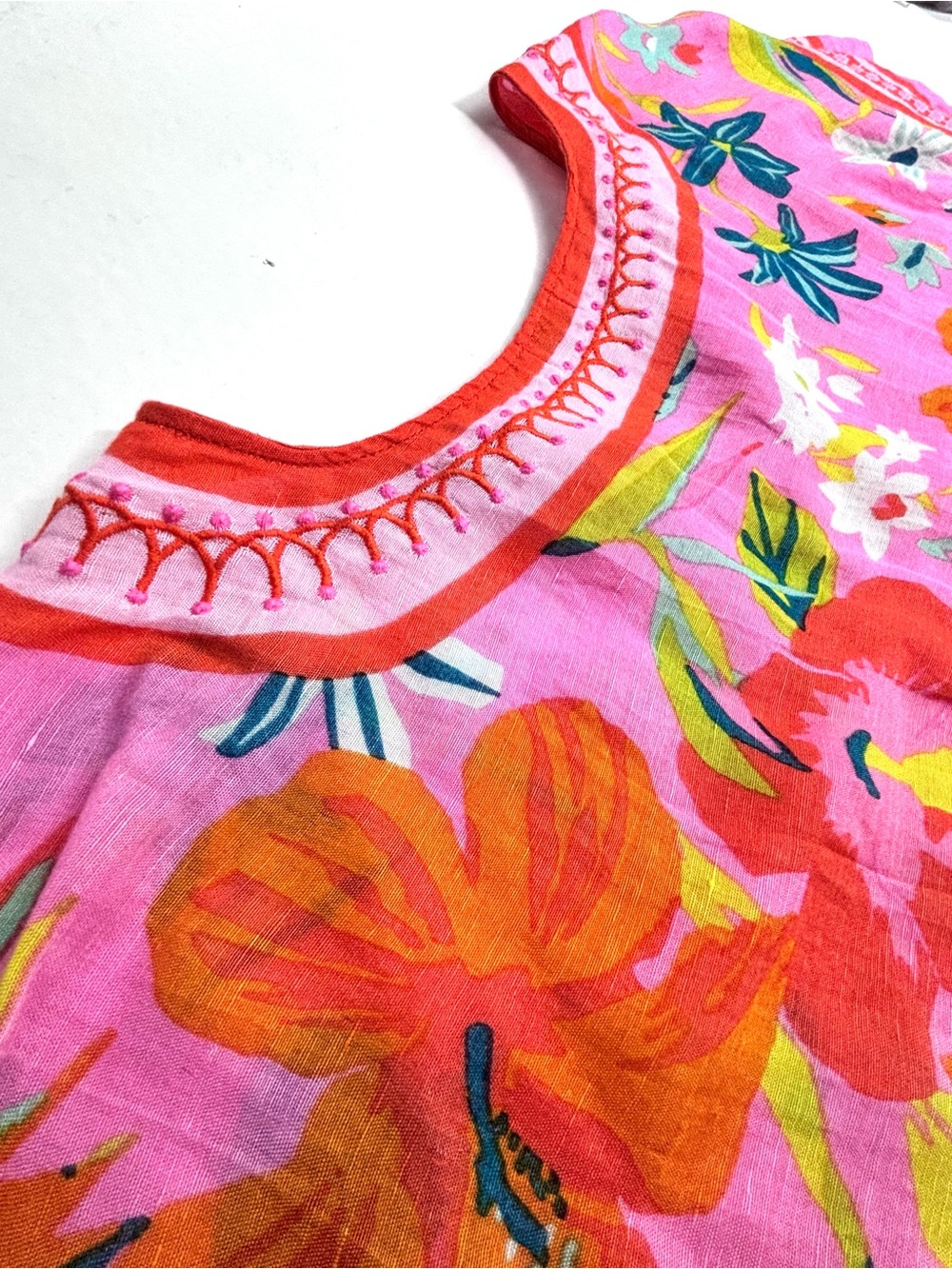 Spartina 449 Pink Tropical Floral Tassel Swimsuit Coverup Resort One Size - Picture 6 of 13